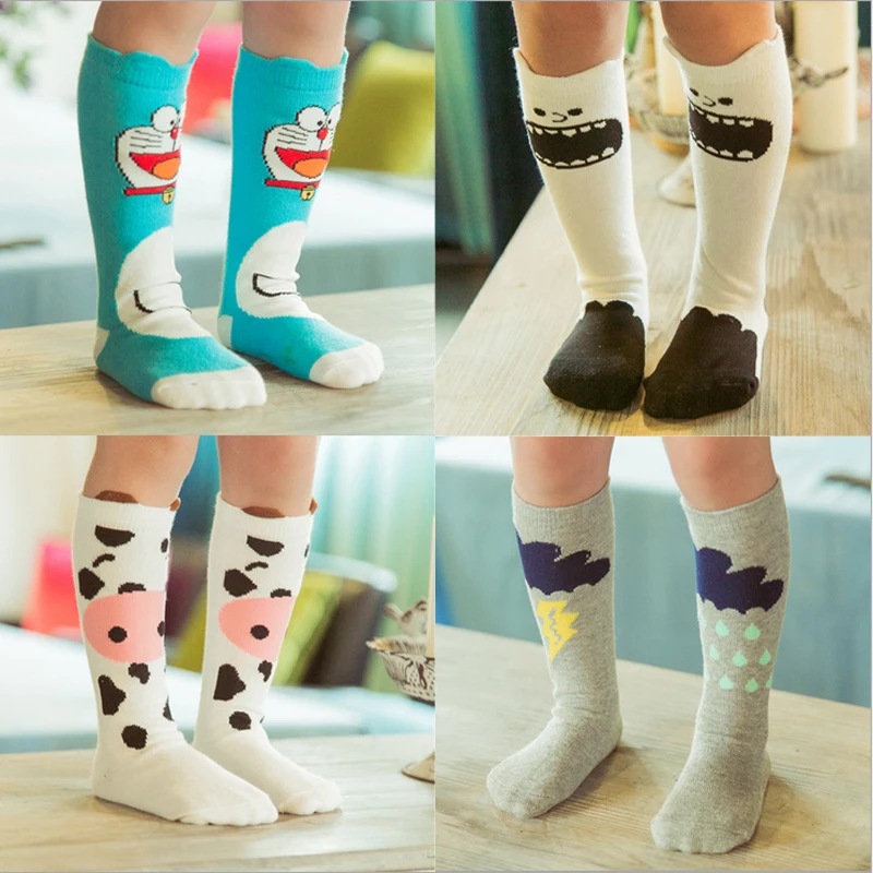 3 пар/лот детские носки длинные из хлопка смесь гетры Мультяшные животные набор