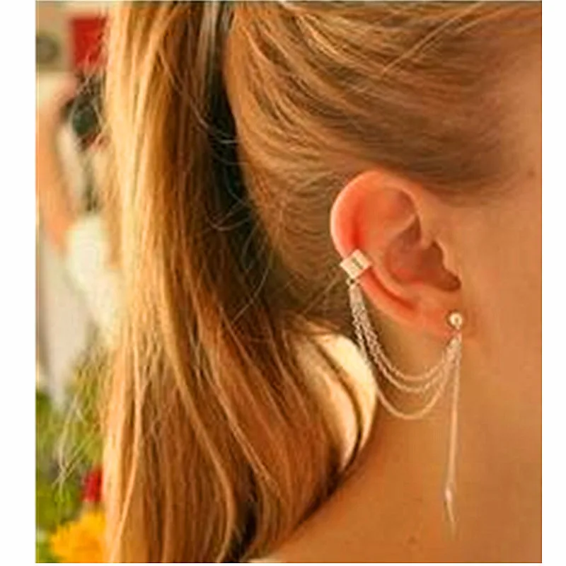 

2020 Top Fashion Real Aretes Pendientes Cross-border Personality Earrings Ear Clip Tassel Manufacturer Wholesale Metal Leaves