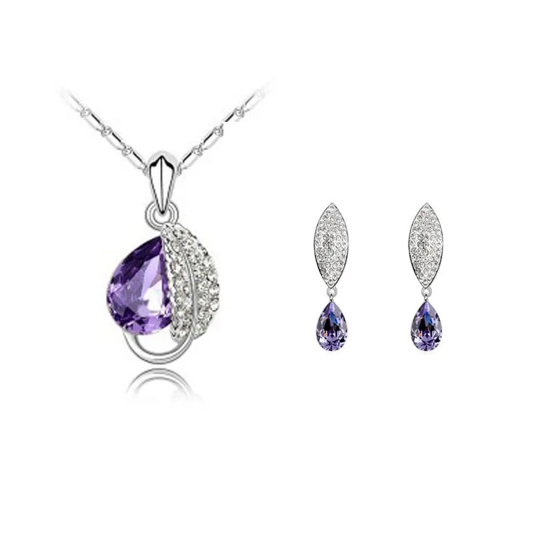 Женский ювелирный комплект из колье и серёг с австрийским кристаллом|party jewelry