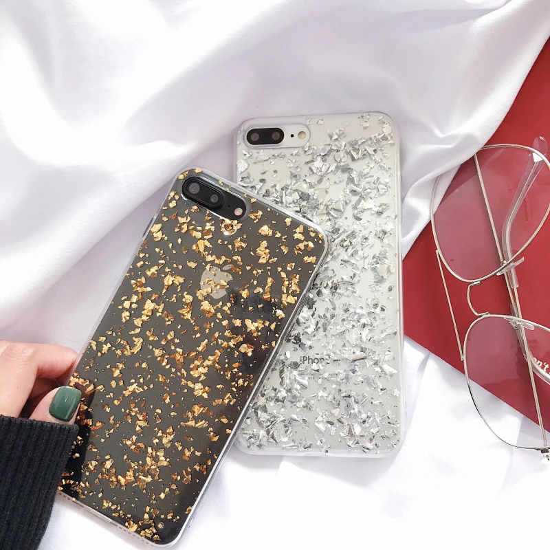 Роскошные побрякушки Блеск Сияющий флэш-порошок чехол для iPhone 6 6s 7 8 Plus X Телефон