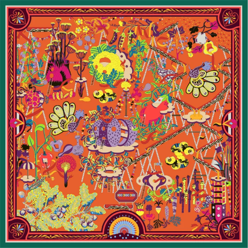 100% шелковый саржевый шарф квадратная шаль бесконечности женские шарфы с