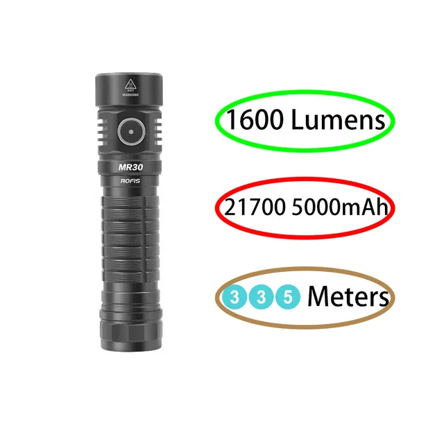 Rofis MR30 USB Перезаряжаемый фонарик CREE XHP35 HI max 1600 люмен расстояние луча 335 м уличный с