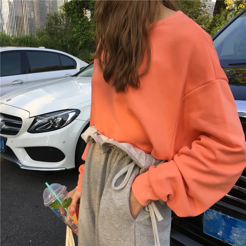 WY044 корейский свитер с капюшоном Осень Новый harajuku Свободные толстовки для женщин