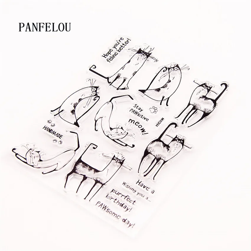 Прозрачный силиконовый штамп PANFELOU Кот на Новый год/печать сделай сам для