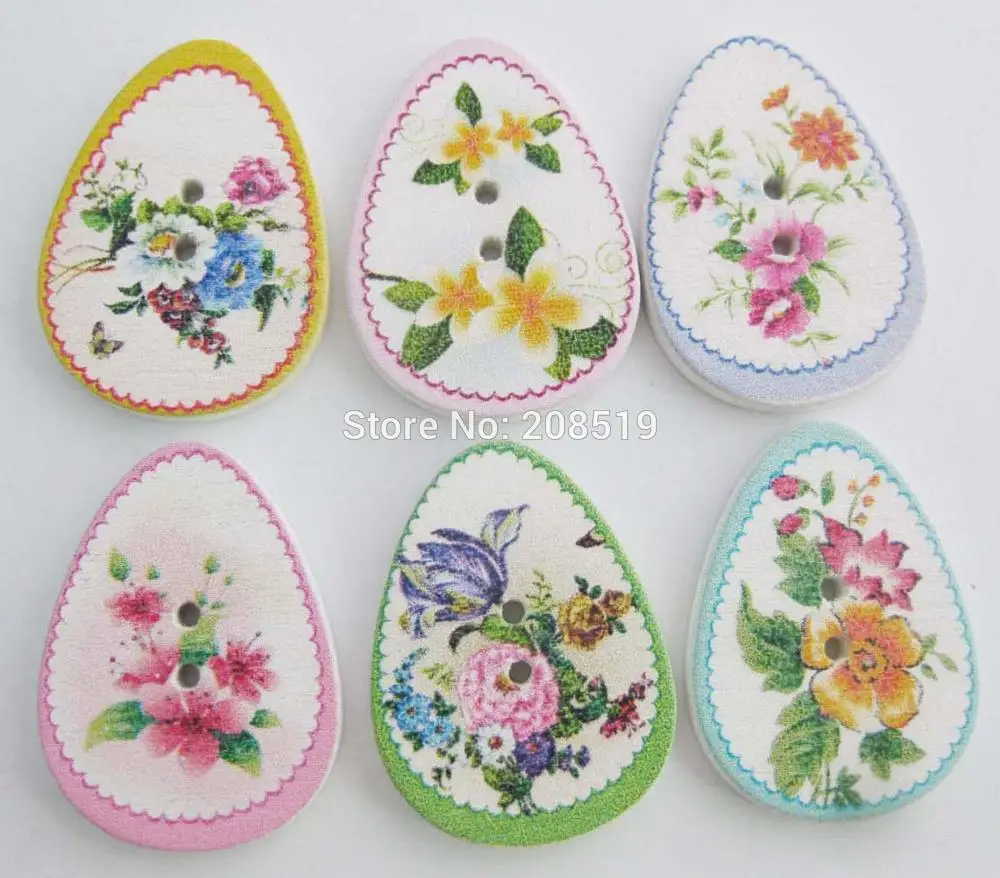 

WBNASL Oval shape Flower Buttons wood Mix 100pcs 2 holes sewing accessories