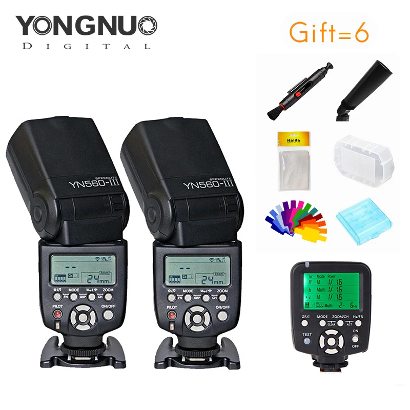 Yongnuo 2 шт. YN560III 5600k Speedlite + YN560 TX беспроводной контроллер вспышки и триггер для Canon Nikon