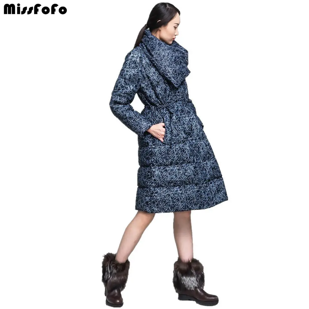 MissFoFo 2018 Новый CLJ пуховик 3d кружевные модные пуховики и парки для женщин зимняя