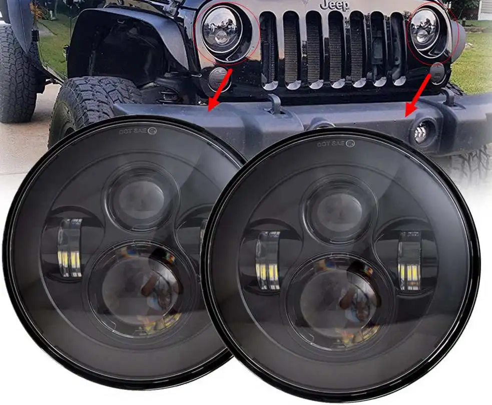 Светодиодная лампа для фар мотоциклов Yamaha 7 дюймов Jeep Wrangler JK LJ CJ Lada 4x4 urban Niva|headlights