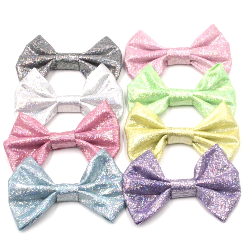 10 шт./лот 4 ''Блестящий металлический спутанный бант для волос без/с зажимом