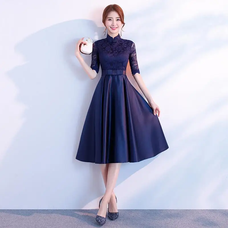 Eastical, сексуальное, с кружевными рукавами, женское, улучшенное, Cheongsam, элегантное, в китайском стиле, платье, большие размеры XXXL, новинка, с круглым вырезом, Qipao Vestidos - Цвет: Style 4