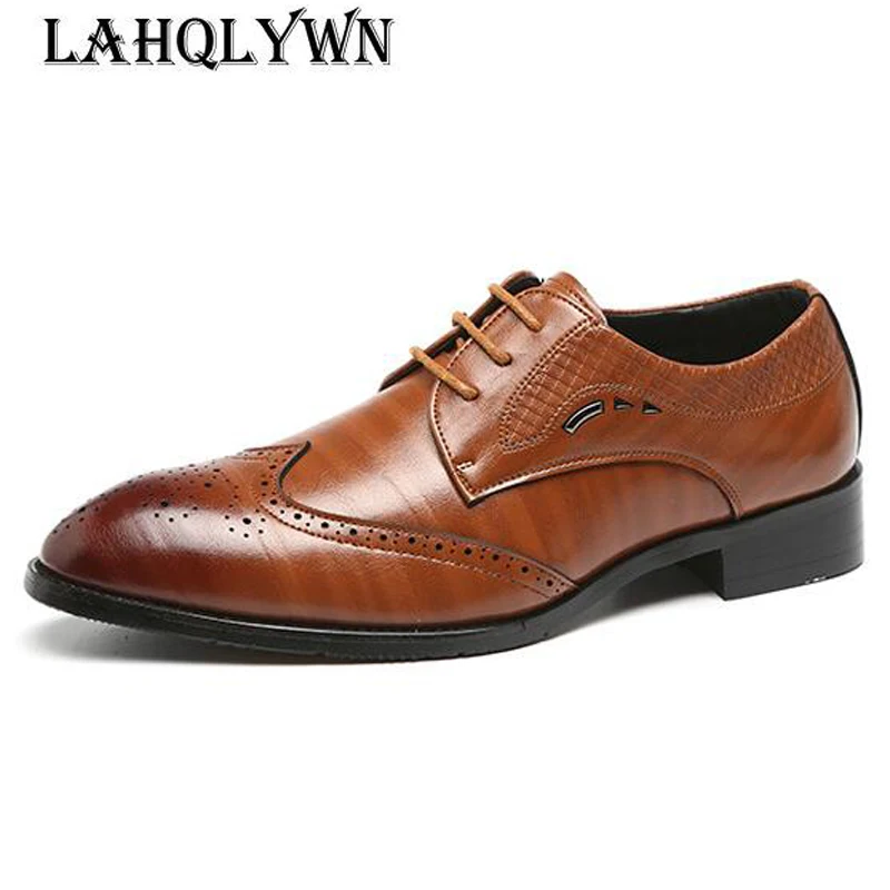 Мужская обувь на плоской подошве Классические Мужские модельные туфли кожаные с
