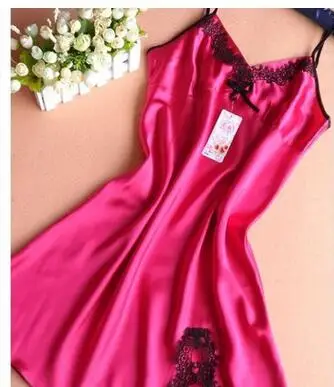 

NEW 2016 women silk sleepwear ladies sexy lace full slips M-XXL 3 colors