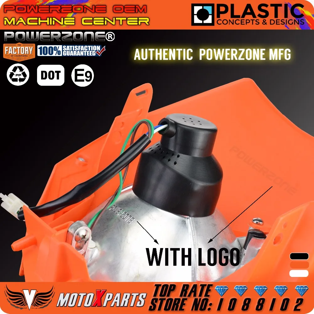 PowerZone фара Мотоцикл Байк Мотокросс Супермото, универсальный оранжевый для KTM SX EXC XCF SXF SMR 16 налобный фонарь