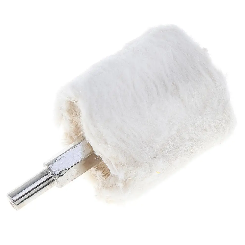 

2 Inch Cylinder Shape White Cloth Polishing Wheel Mirror Polishing Buffer Cotton Pad with 6mm Shank Diameter