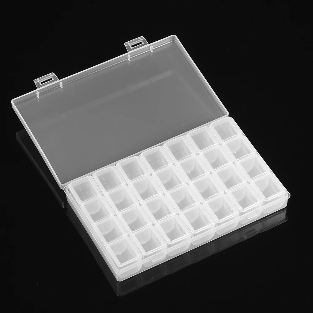 28 сетки пластиковая коробка для хранения Регулируемая прозрачная коробка для хранения Домашний контейнер Органайзер ювелирные изделия бусины Серьги шейные коробки