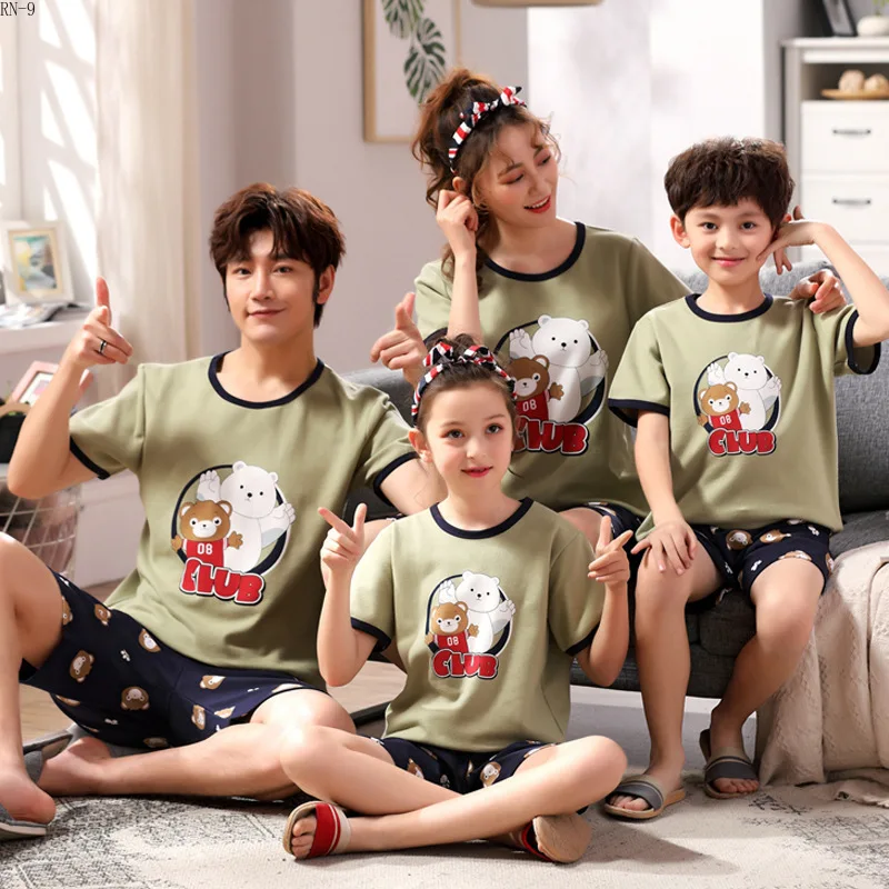Лето 2019 г. новый детский пижамный комплект с героями мультфильмов одинаковые