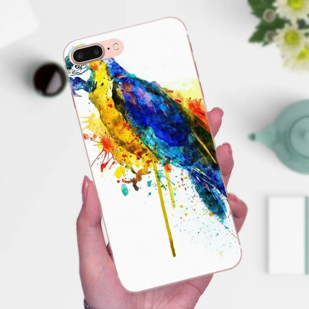 Акварель красивая птица попугай винтажный холст для Galaxy J1 J2 J3 J330 J4 J5 J6 J7 J730 J8 2015 2016