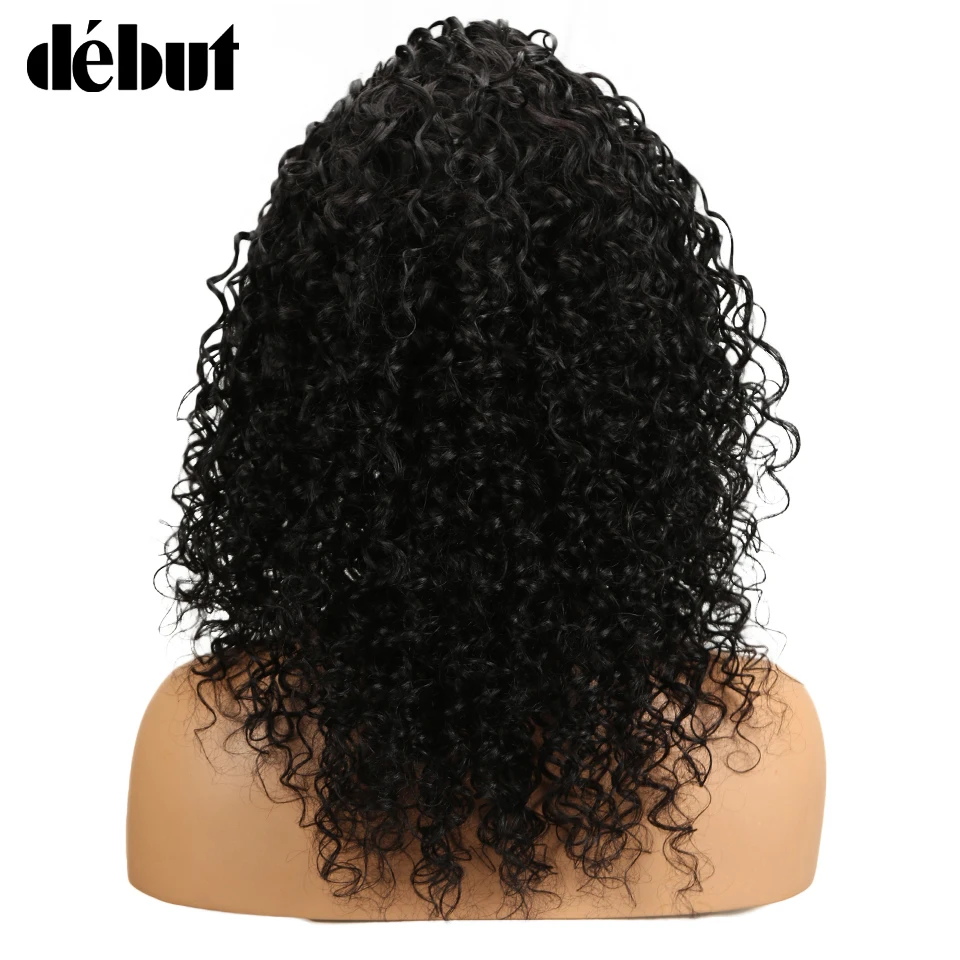 Дебютный u образный парик Remy человеческие волосы кудрявые кружевная часть черный