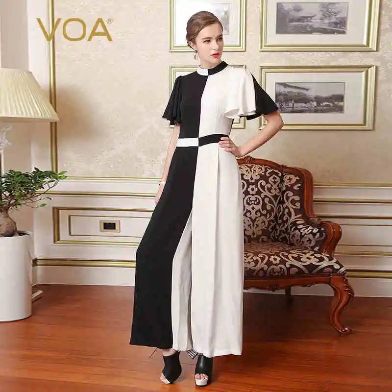 Женские шелковые комбинезоны в богемном стиле VOA черные и белые классические