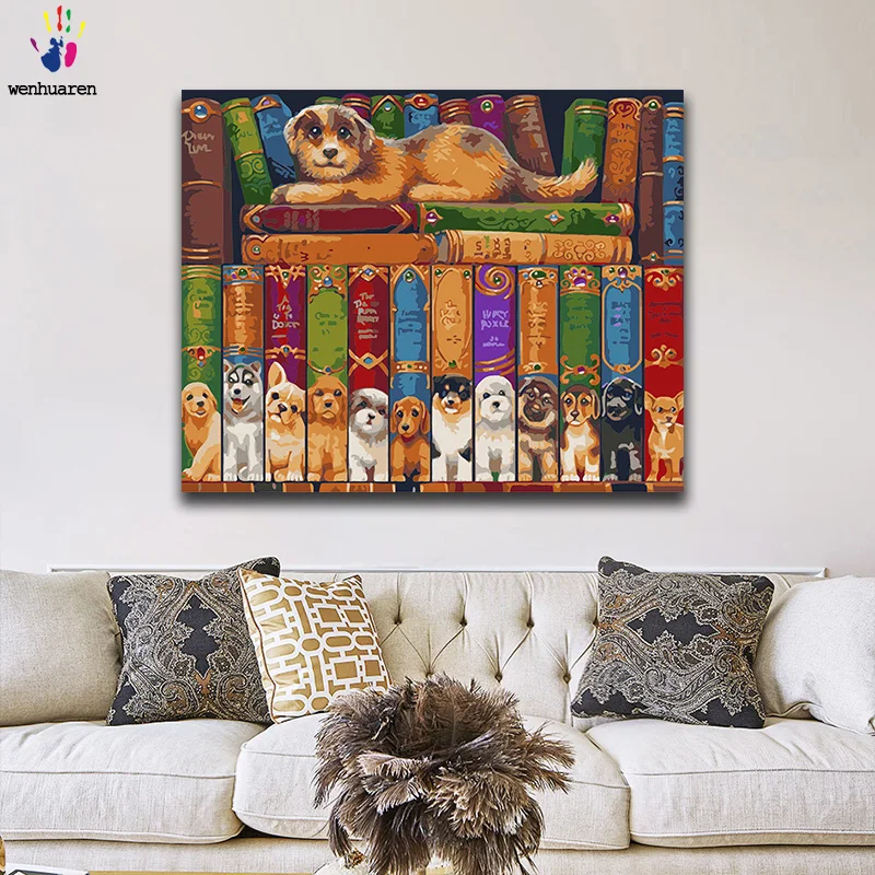 Diy Краска по номерам картина с комплектами книжный магазин книжная полка