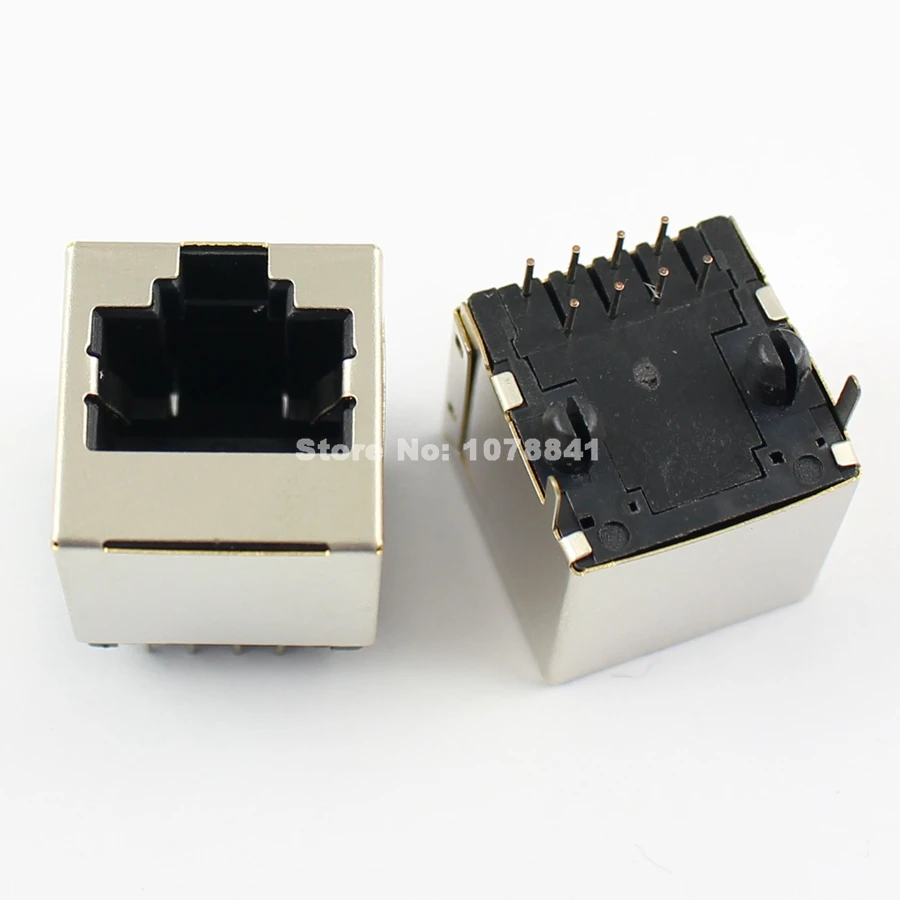 10 шт. RJ45 Металл 8 контактный разъем PCB правый угол гнездо платы 8P8C|connector rj45|connector