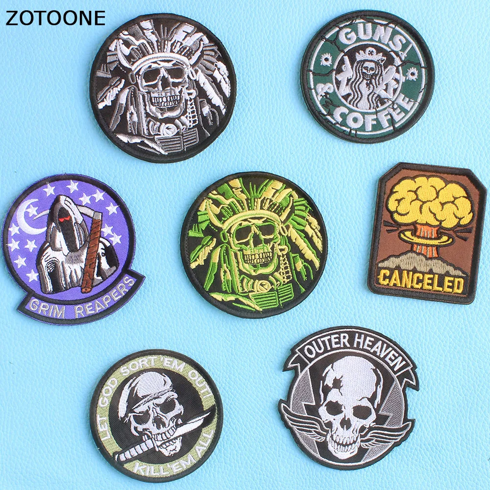 ZOTOONE модные липучки патчи Grim Reaper панк мотоциклетные для одежды розовые пушки кофе