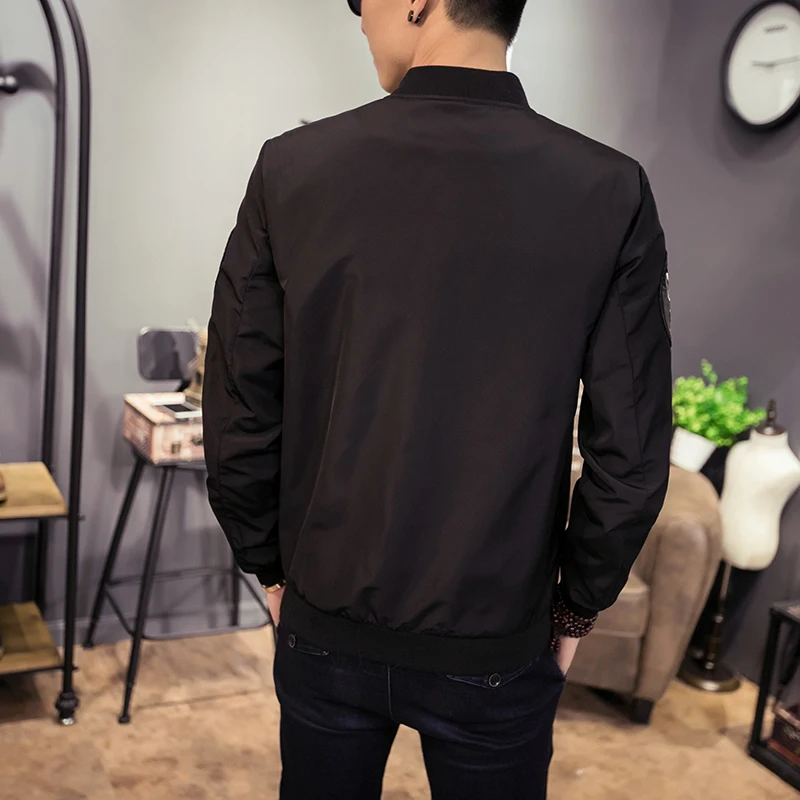 

Spring Jacket Mens Fashion New embroidery Casual Bomber Jacket Korean Slim Fit Coats Long Sleeve Patch Design Windbreaker 5XL