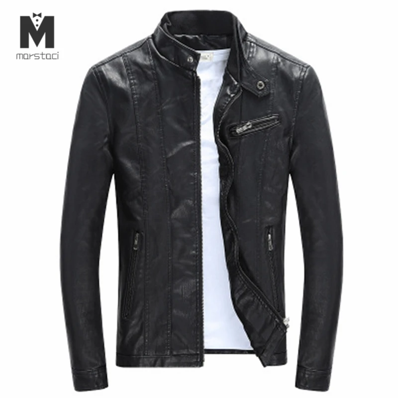 Мужская байкерская куртка из искусственной кожи на осень и зиму пальто плотного