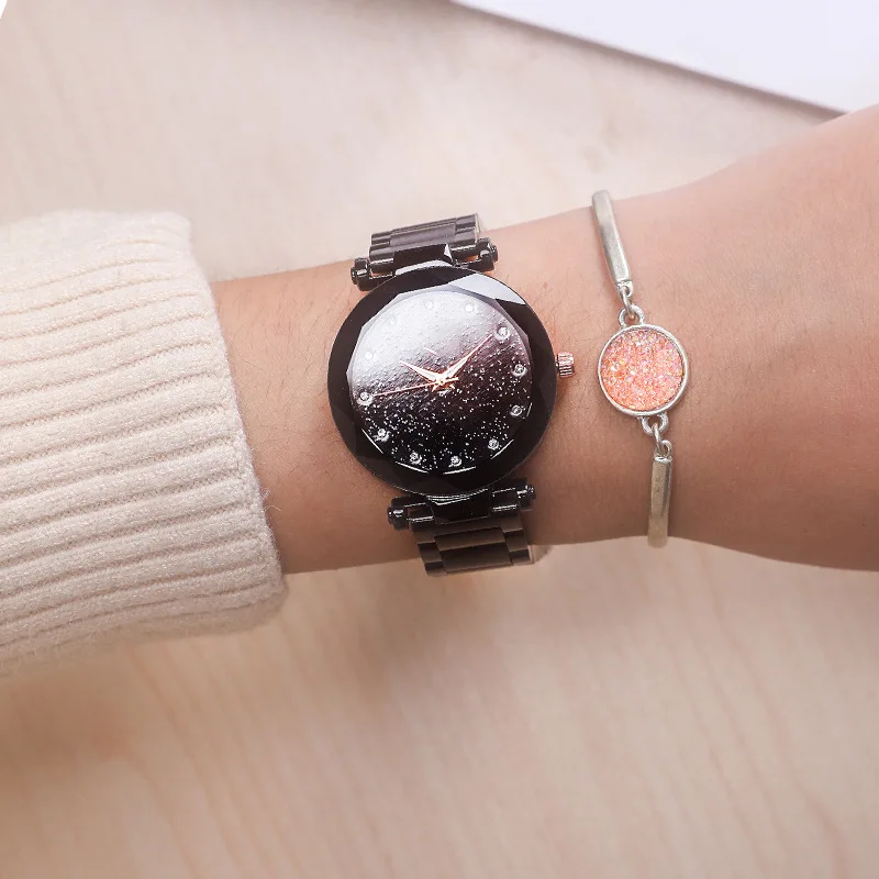 2019 New Brand Rosy Gold Starry Sky Quartz Watch Women Stainless Steel Dress Watches Relogio Feminino Women's Bracelet | Наручные
