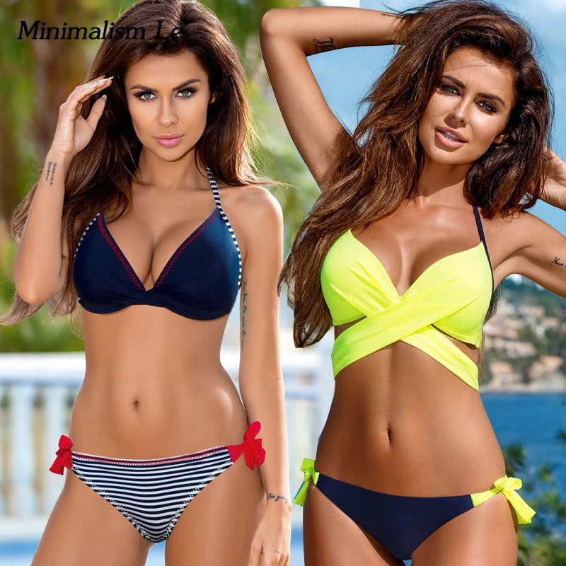 Комплект бикини с эффектом пуш-ап 2020 размера плюс XXLSwimwear женский купальник