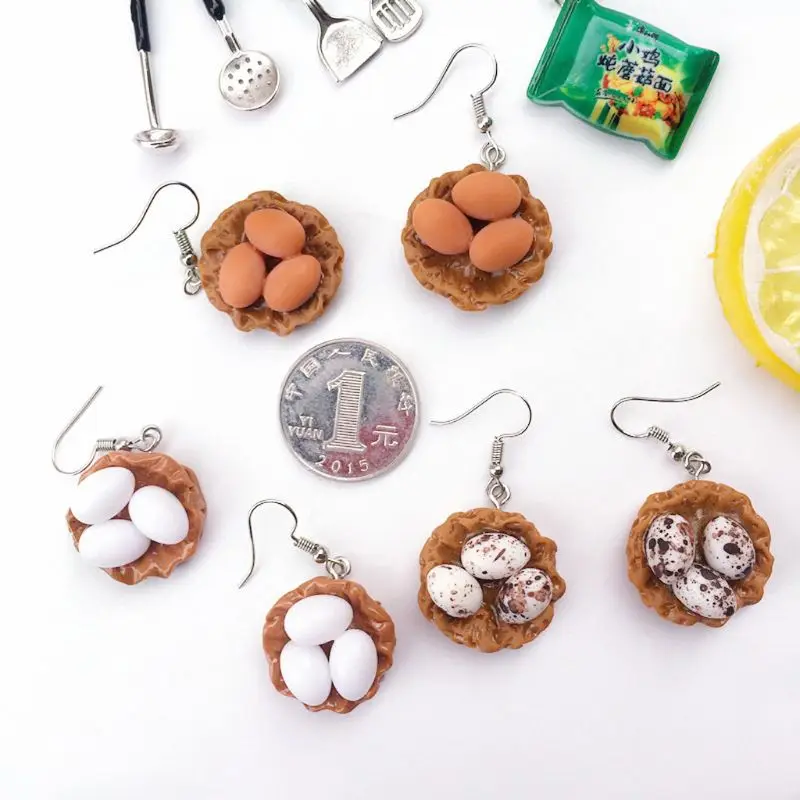 1 пара сплав смола креативное моделирование еда милая яйцо висячие серьги