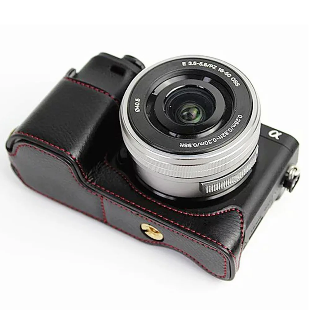 Половина тела из искусственной кожи чехол для камеры Сумка для sony A6400 A6300 ILCE-6400 крышка с отверстием батареи