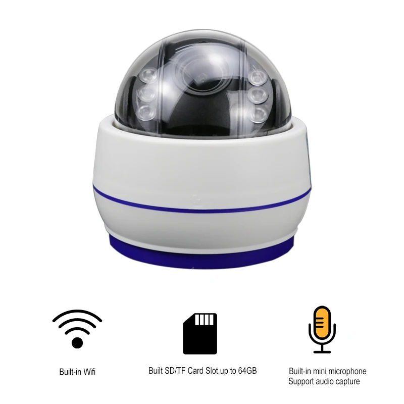 Camhi 2.0MP беспроводной WIFI высокой четкости аудио зум объектив 1080P Веб камера PTZ