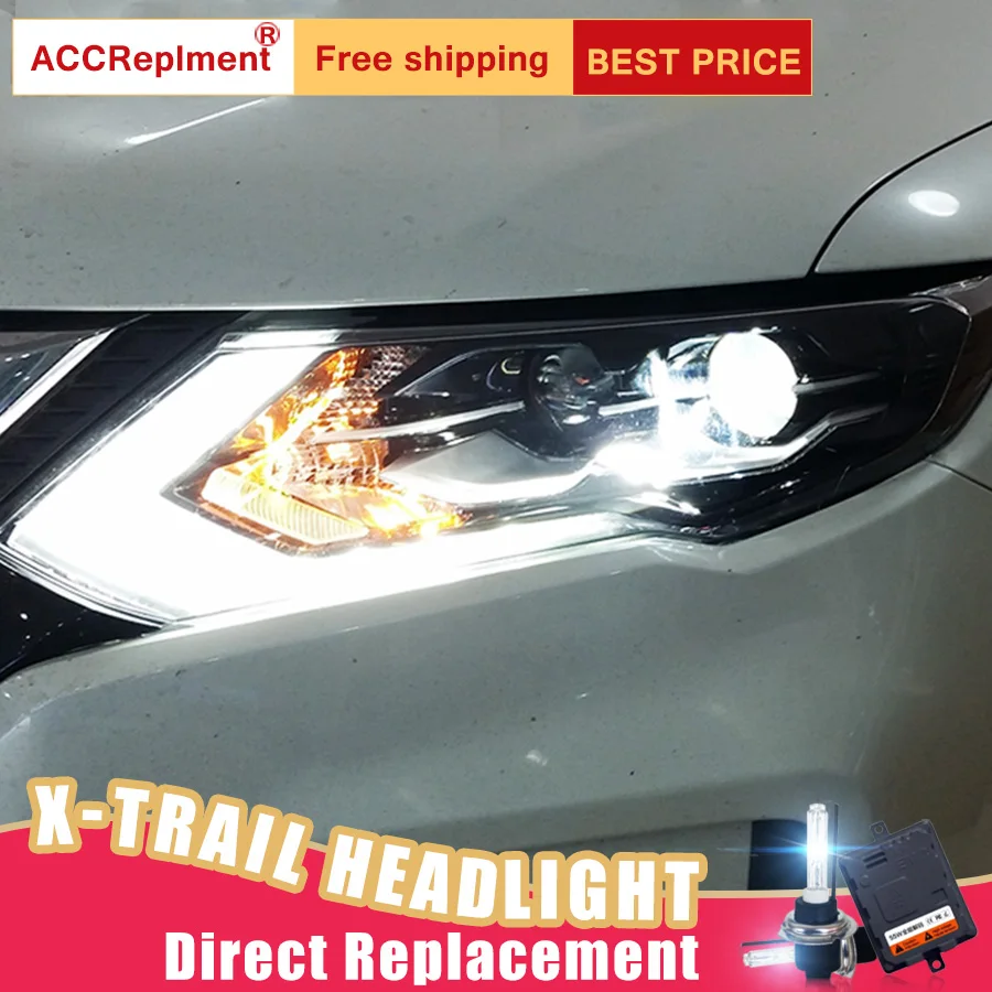 2 шт. светодиодный фары для Nissan X Trail 2017 2019 Автомобильные ангельские глазки