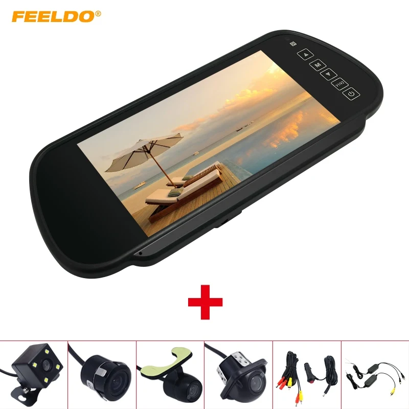 FEELDO 7 &quotTFT LCD Автомобильное зеркало заднего вида монитор с обратной резервной