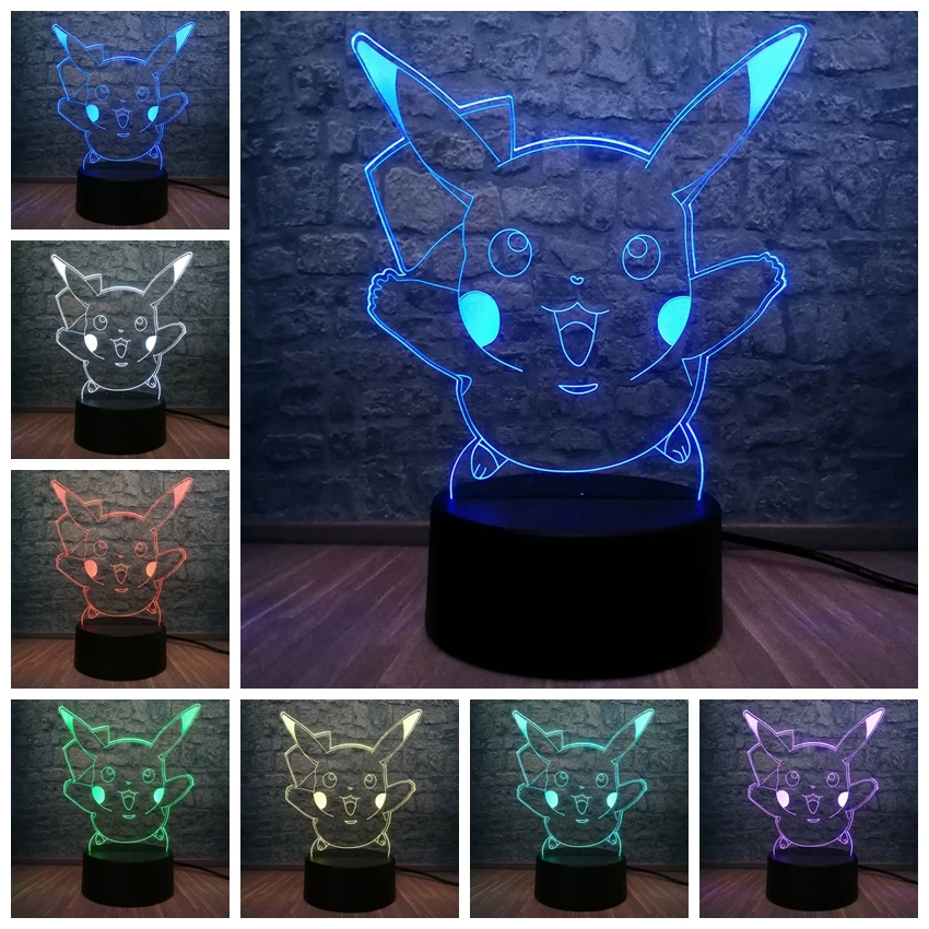 Японский Pokemons Go Game 3D LED USB лампа Мультфильм кавайный питомец Пикачу красочный