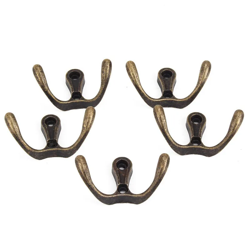 

5pcs/lot Brass Wall Coat Hooks Key Bag Hanger Vintage Retro Finishing Wood Coat Hooks DIY Hardware -46