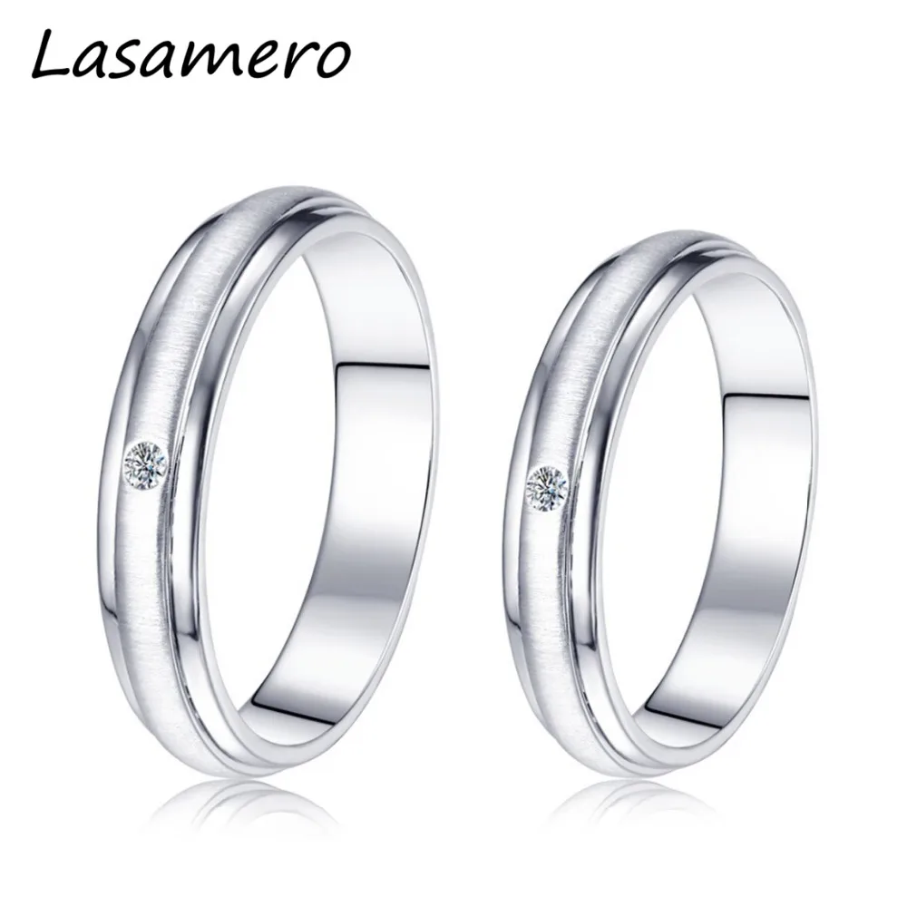 Мужское и женское кольцо LASAMERO 0018 карат Круглые 18 белое золото натуральные парные