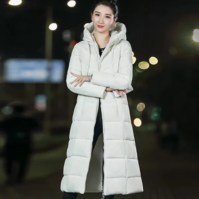 Длинная теплая утолщенная зимняя куртка женская зимняя одежда верхняя одежда с хлопковой подкладкой для женщин Женское пальто размера плюс парка с воротником из искусственного меха - Цвет: white