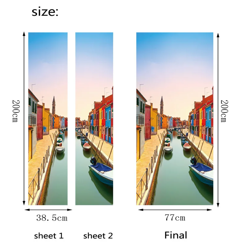 Современная 3D фотообои ПВХ наклейка Венеция вода город роспись настенная