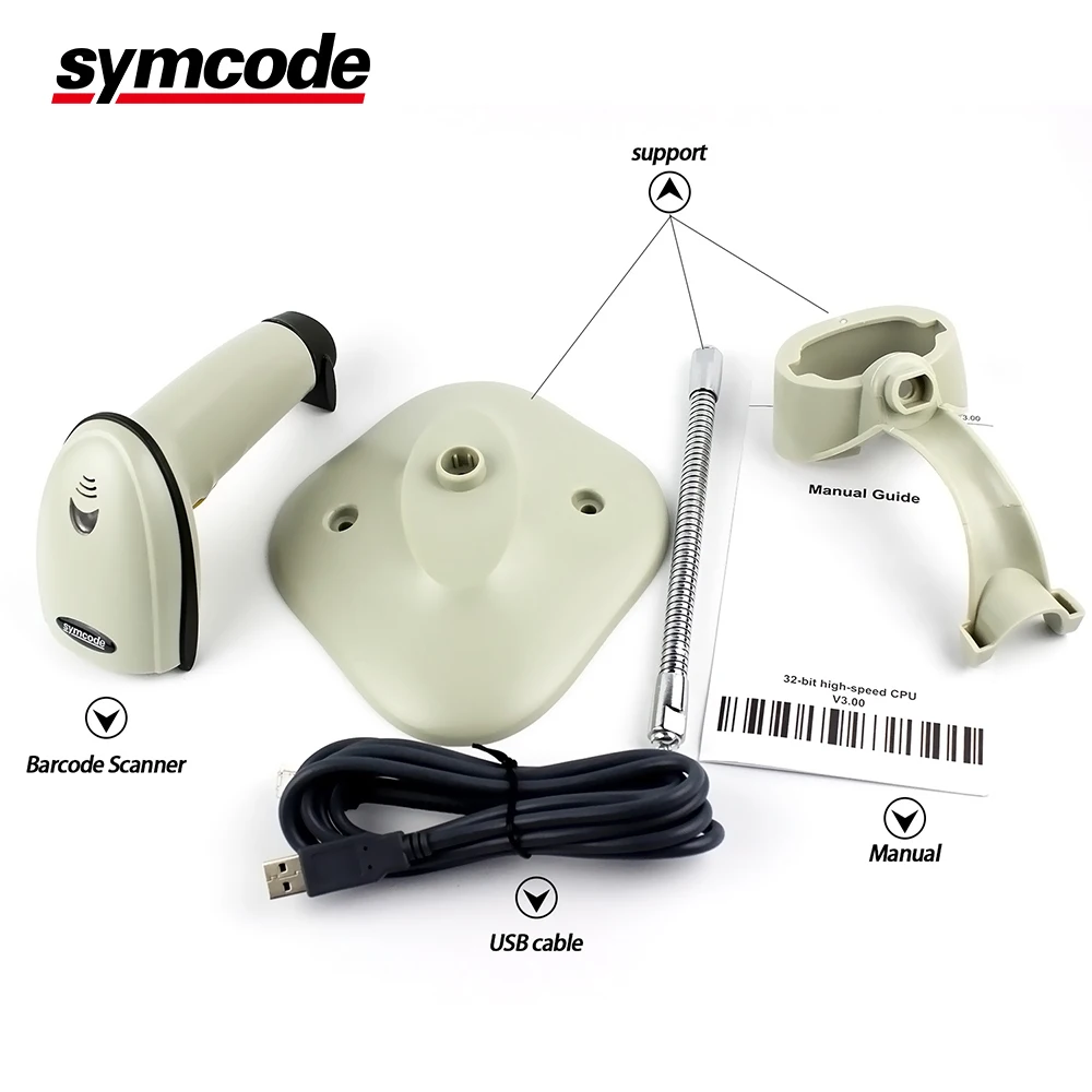 1D Handsfree автоматический сканер штрих кода Symcode USB лазерный проводной считыватель