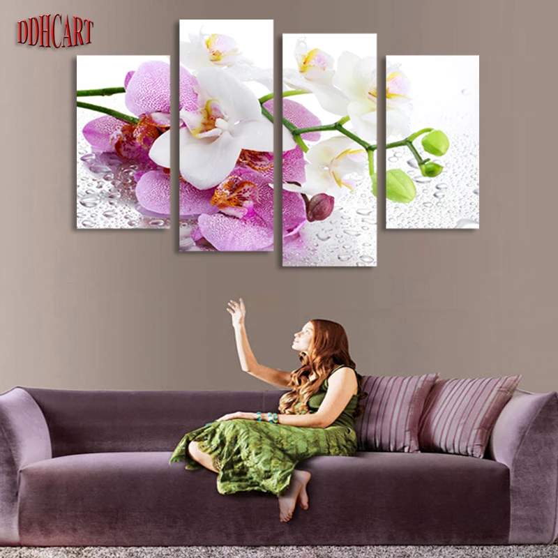 4 Piece/Set Beautiful Butterfly Orchid Picture Canvas Painting Artwork Wall Art Printed painting Decoration Poster | Дом и сад