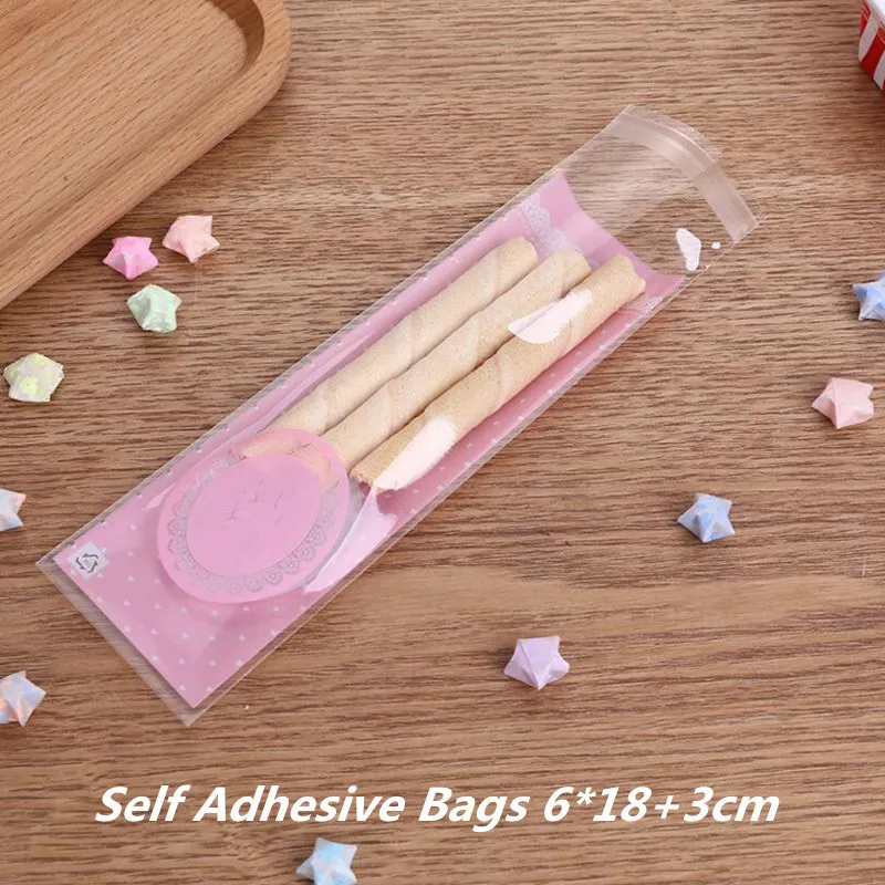 Pink 6x21cm LBSISI Life 100 шт пальцевые печенья мешки для пирожных Love Dot Длинные Пластиковые Подарочные DIY крафт-карты упаковка для капкейков обертка самоклеющаяся сумка - Цвет: Pink 6x21cm