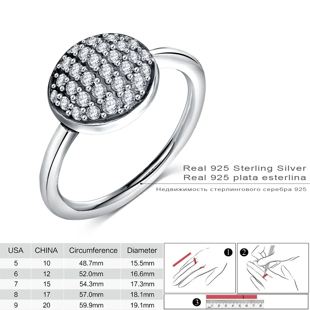 LZESHINE Модные Серебристые S925 ювелирные изделия кольца Круглый Форма с AAA Ясно CZ