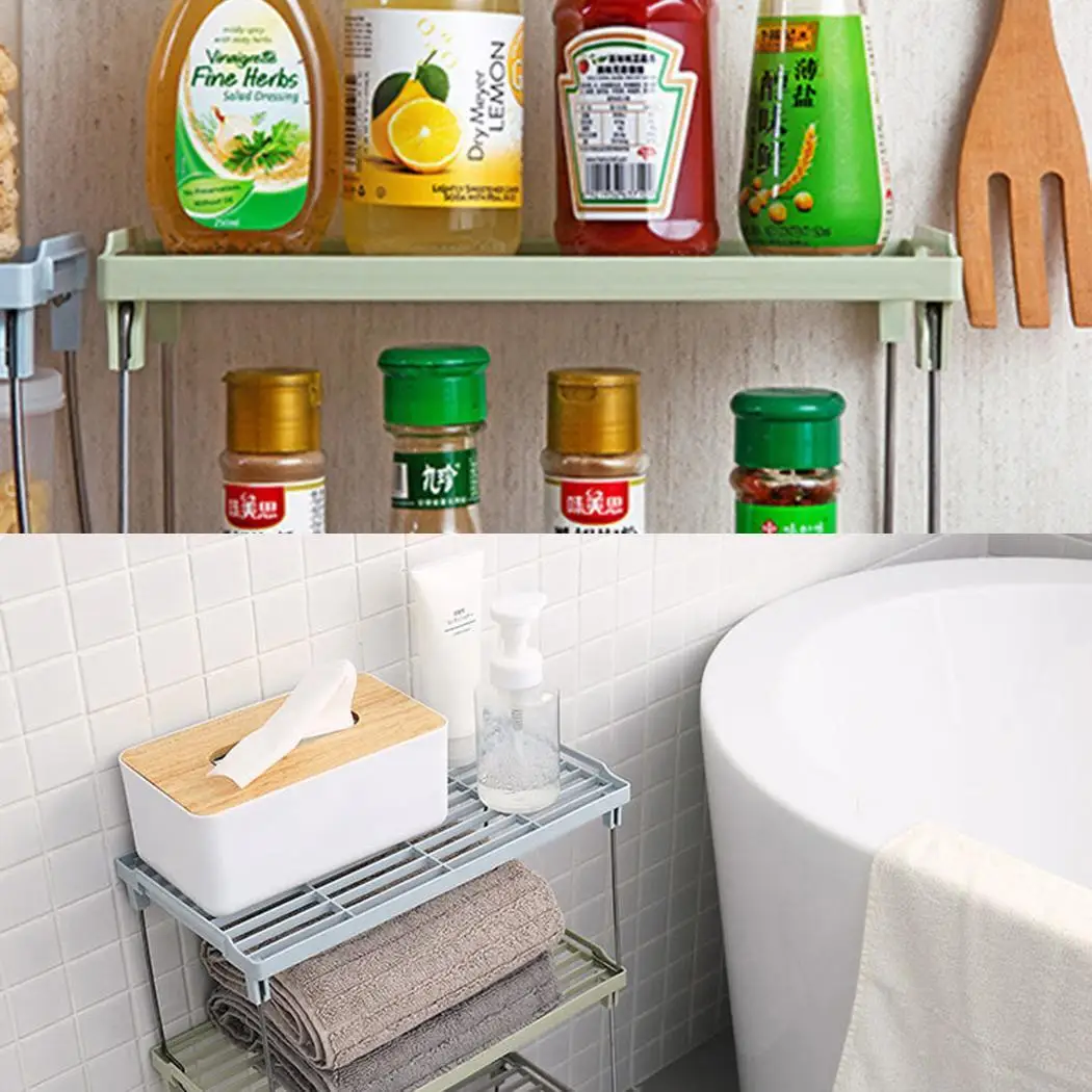 Однослойная кухонная Складная стойка для хранения Sundry зеленая синяя полка