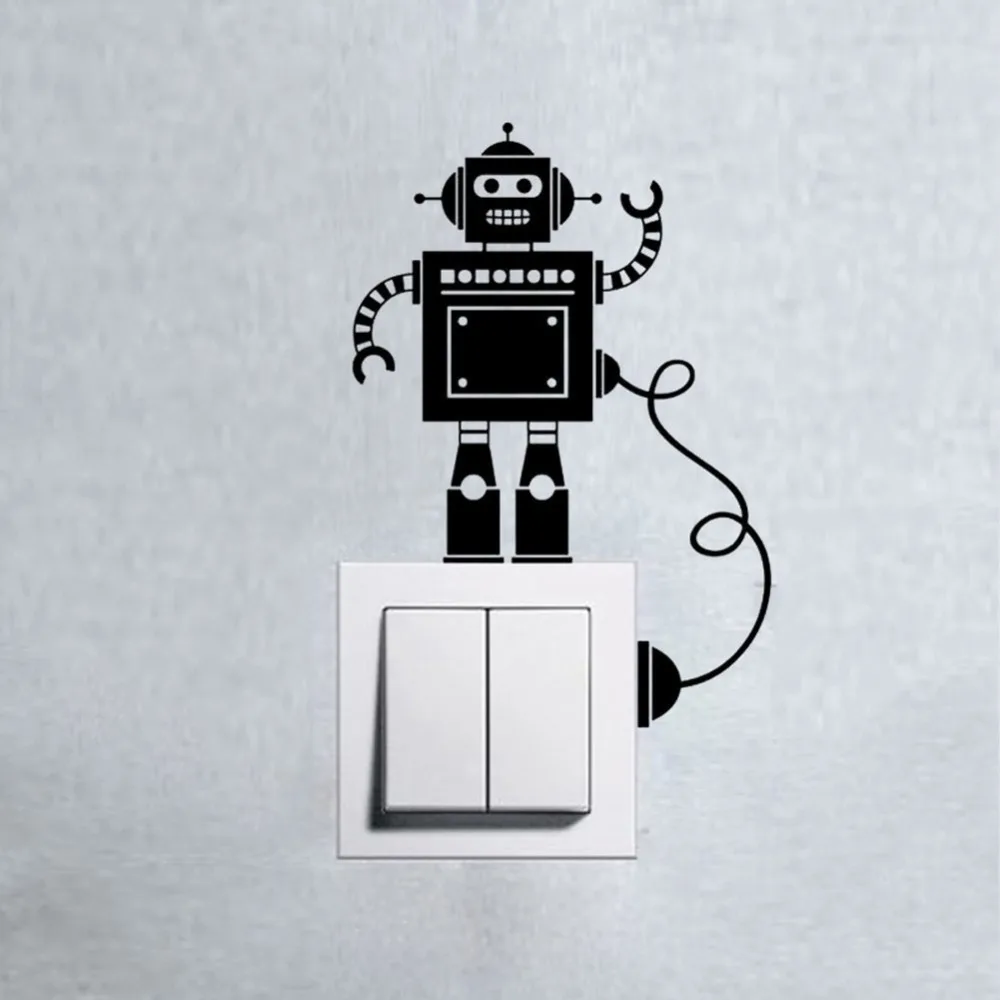 Новое поступление милый робот мальчик переключатель Стикеры мультфильм