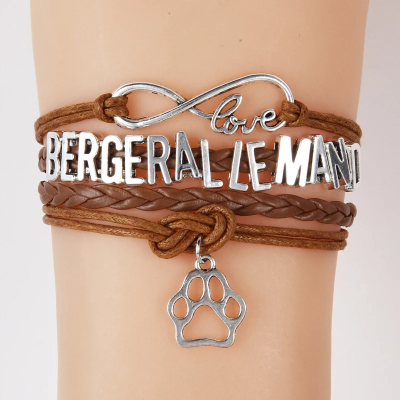 Прямая поставка Бесконечность любовь Бергер Allemand браслеты кожаный браслет