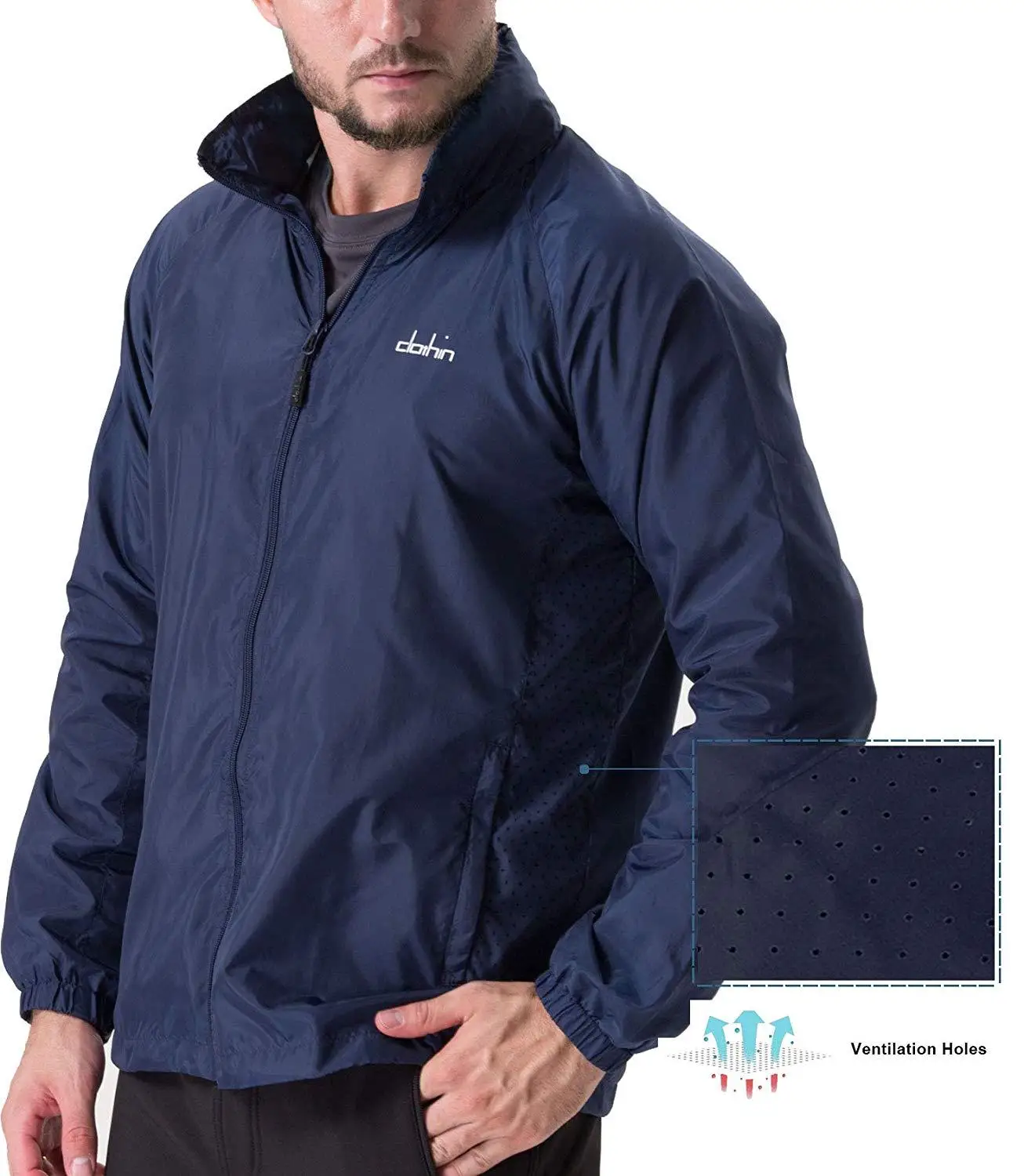 NAVY (US SIZE) Clothin Мужская водоотталкивающая ветровка Легкие беговые куртки для занятий спортом на открытом воздухе гольф верхняя одежда 13006M - Цвет: NAVY (US SIZE)