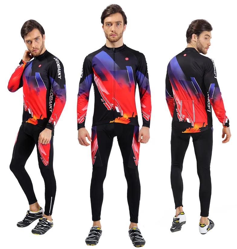 LEOBAIKY бренд Pro Team Велоспорт Джерси Набор для мужчин осень с длинным рукавом Одежда для велосипеда мягкий MTB велосипед одежда для женщин Одежда для велоспорта