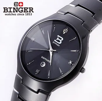 Известный Бренд горячей продажи подлинная Бингер Золотые часы стали вольфрама